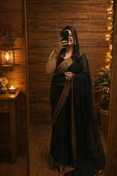 Mul Cotton - Black Zari Border