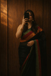 Mul Cotton - Black Dual color Border
