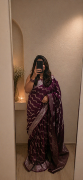 Mashru Banaras Saree - Wine