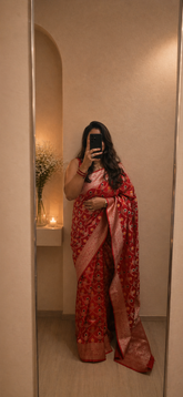 Mashru Banaras Saree - Orange