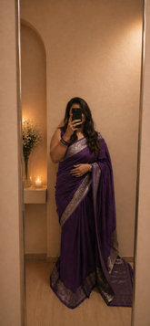 Viscose Banaras Saree - Purple