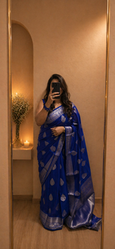 Viscose Banaras Saree - Blue