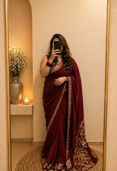 Modal Silk Saree with Nakshi Pallu - Maroon
