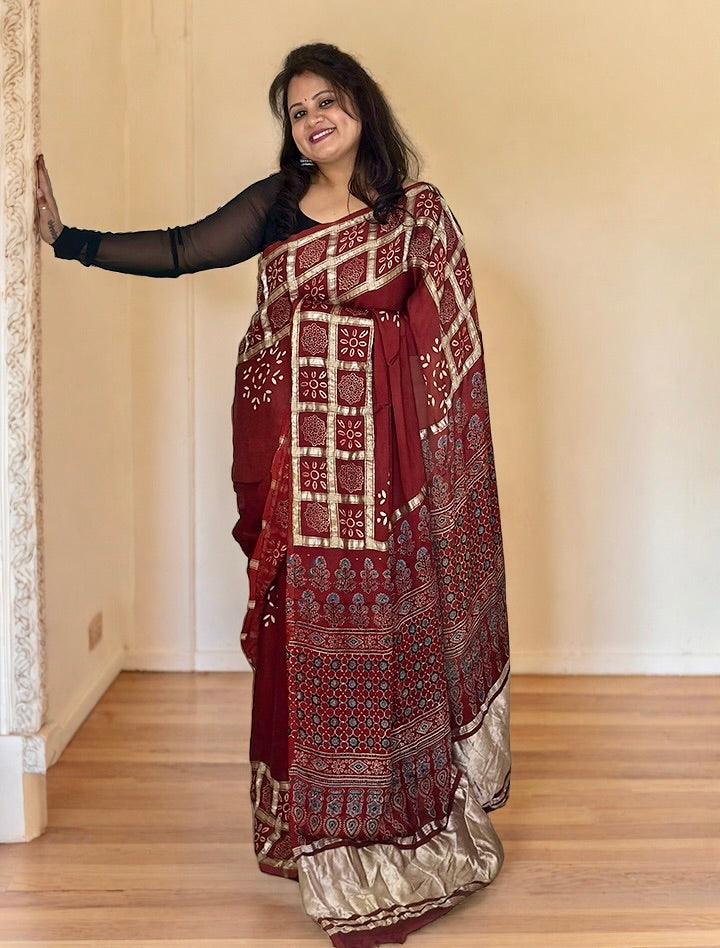 Modal Silk Saree with Gharchola Border