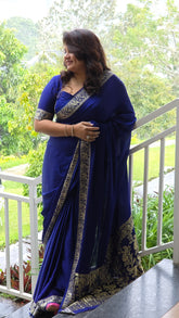 Modal Silk Saree with Nakshi Pallu - Blue