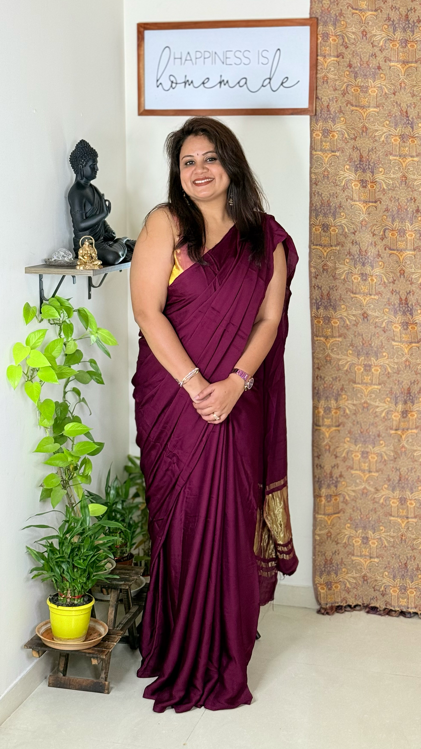 Modal Silk Plain Saree with Ladga Patti Pallu