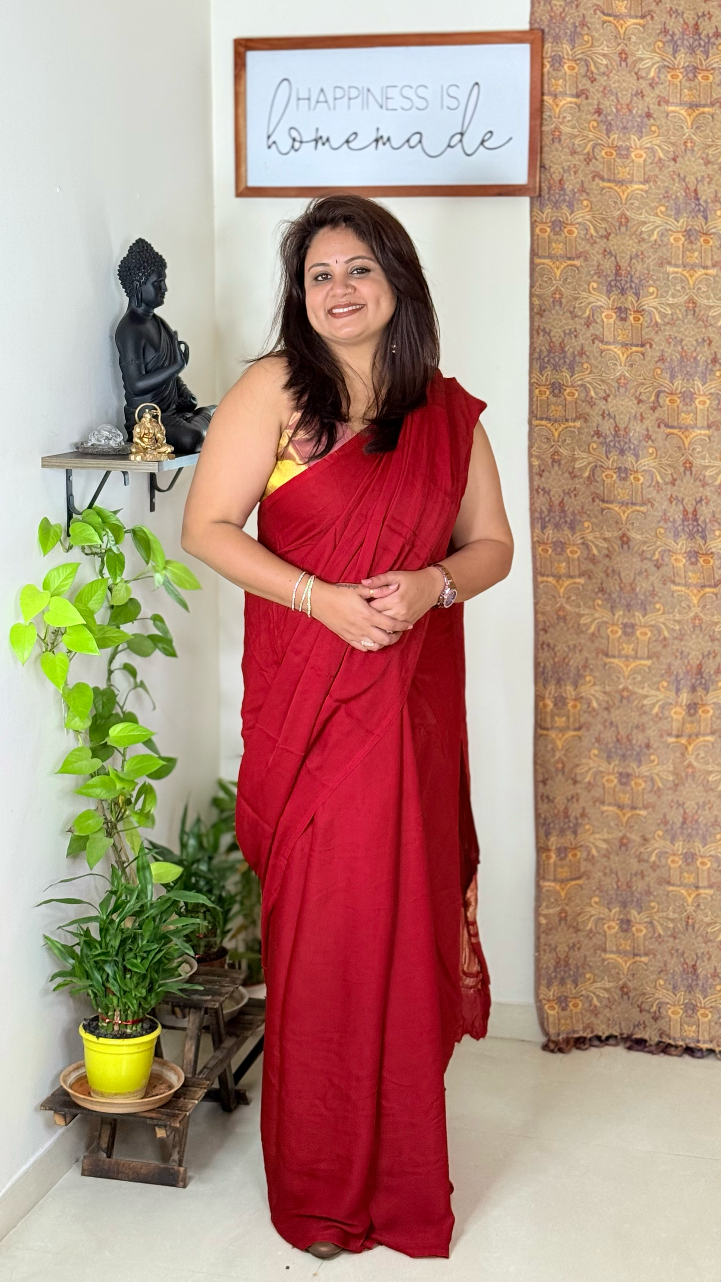 Modal Silk Plain Saree with Ladga Patti Pallu