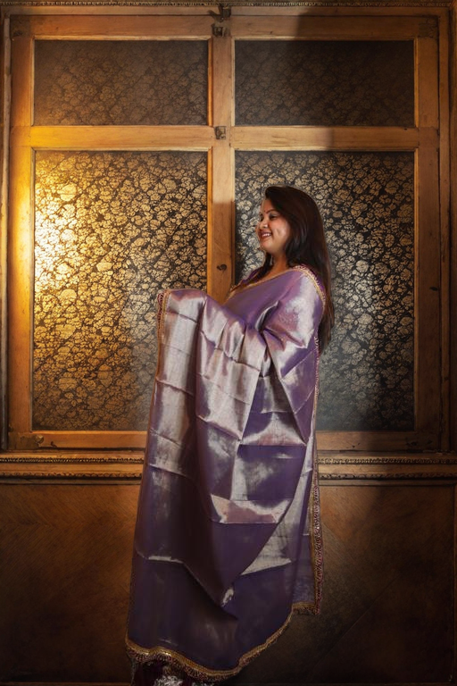 Tissue Saree with Lace Border