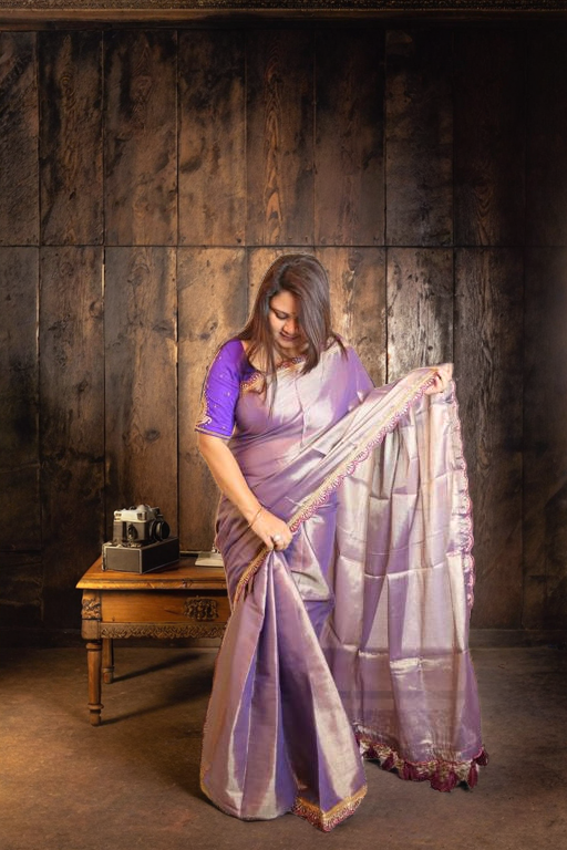 Tissue Saree with Lace Border