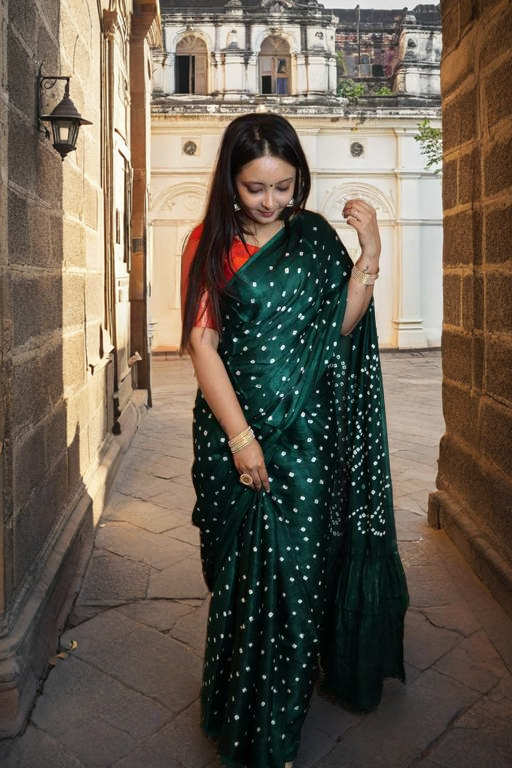 Bandhani Gaji Silk Saree with Lagda Patti Pallu