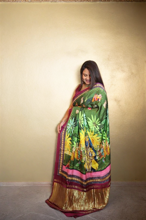Modal Silk Digital Print Srinath Ji Saree