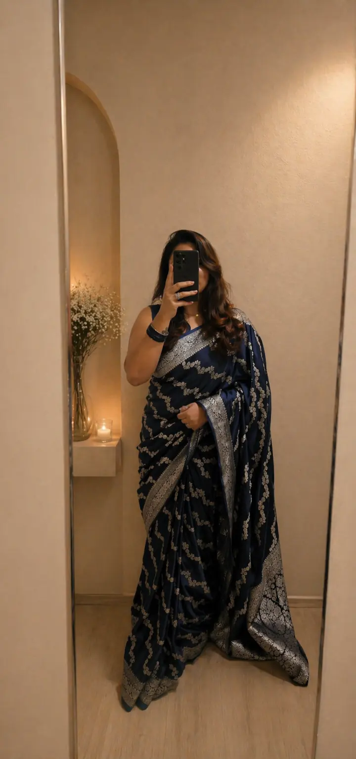 Mashru Banaras Saree - Blue, Eeshani saree