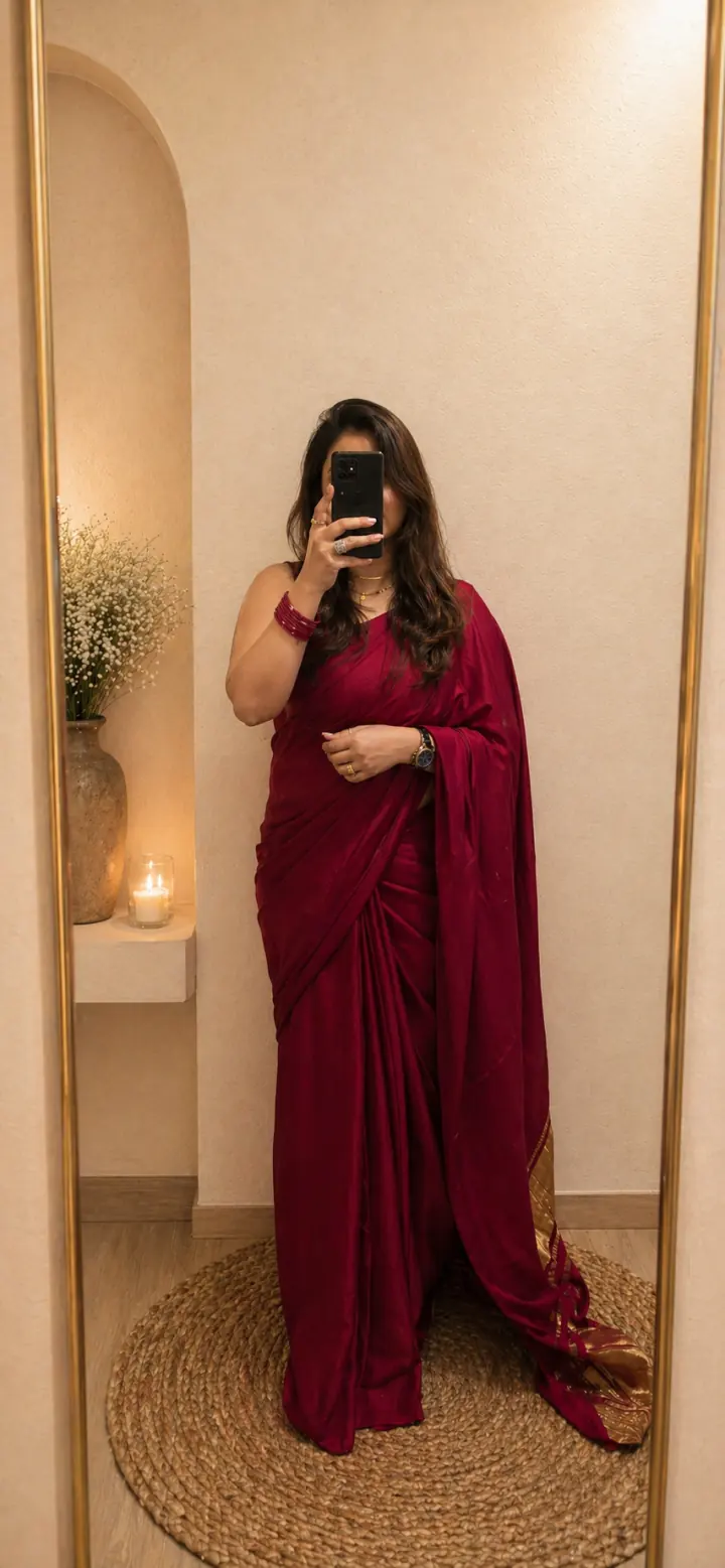 Modal Silk Plain Saree with Ladga Patti Pallu - Pink, Eeshani saree