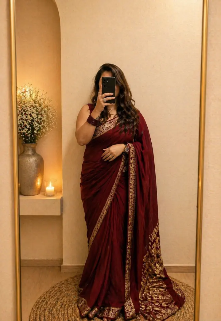 Modal Silk Saree with Nakshi Pallu - Maroon, Eeshani saree