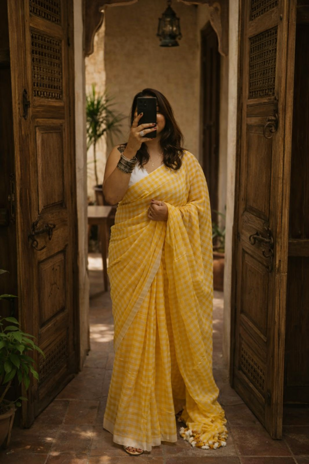 Mul Cotton Checkered Saree - Gingham