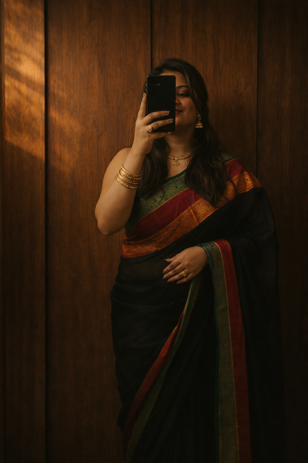 Mul Cotton - Black Dual color Border