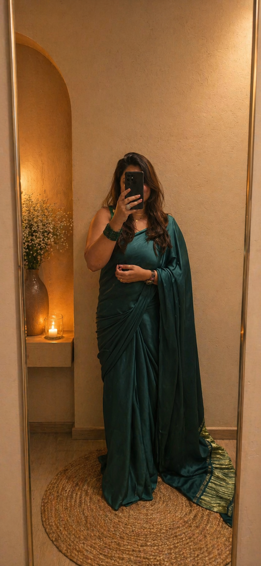 Modal Silk Plain saree with Lagada Patti Pallu - Green