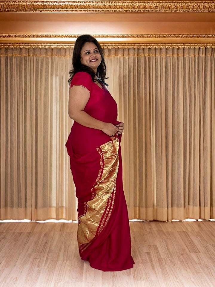 Modal SIlk Plain Saree with Ladga Patti Pallu