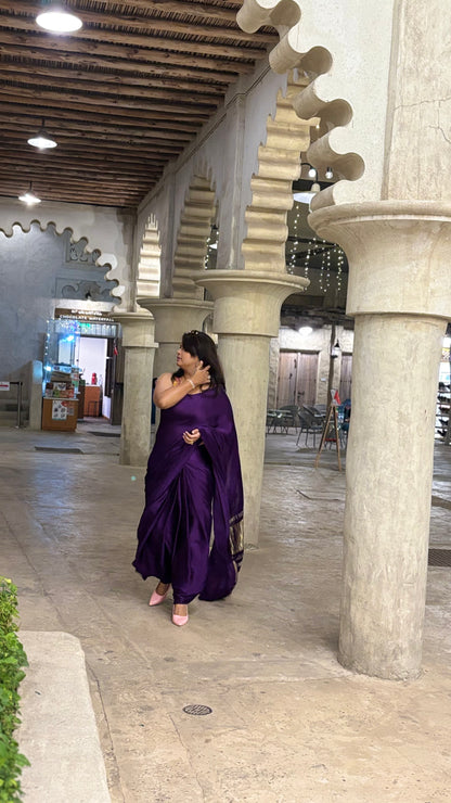 Modal SIlk Plain Saree with Ladga Patti Pallu