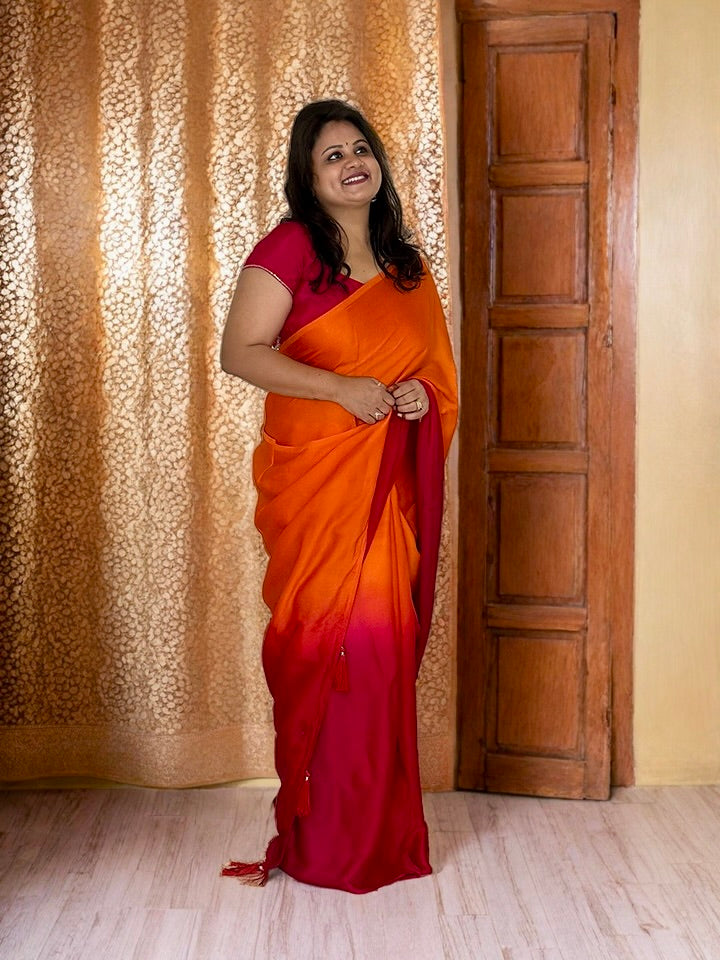 Modal SIlk Plain Ombre Saree