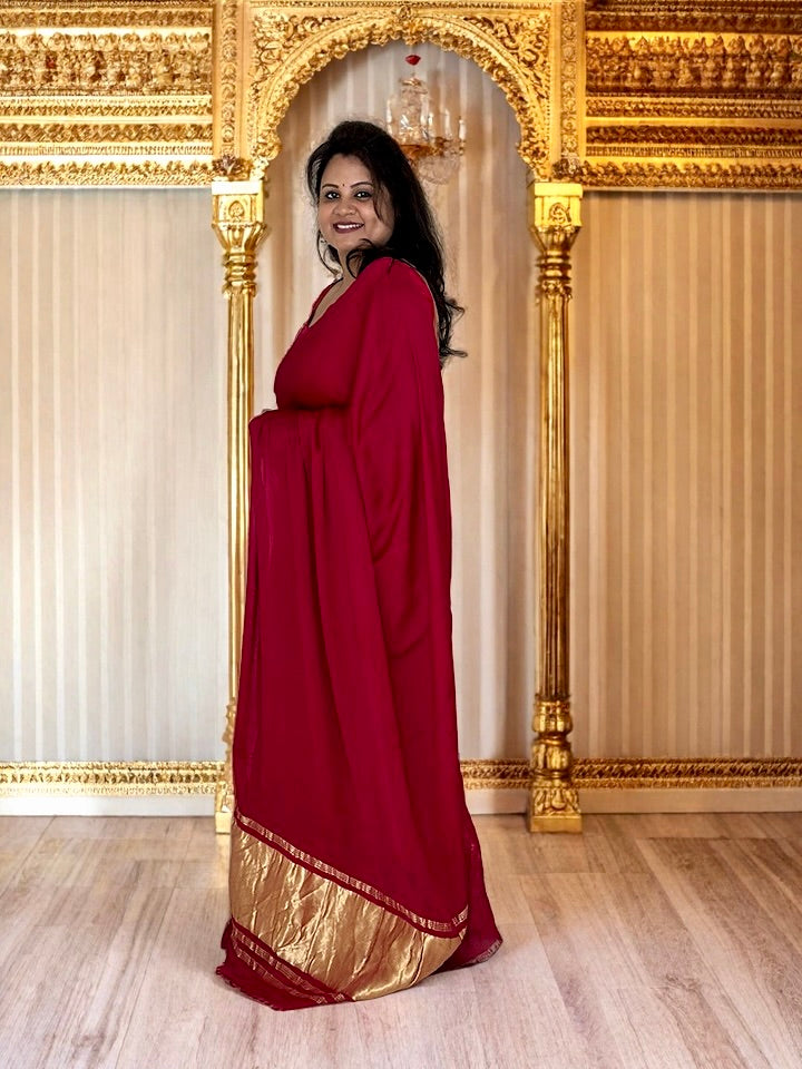 Modal SIlk Plain Saree with Ladga Patti Pallu