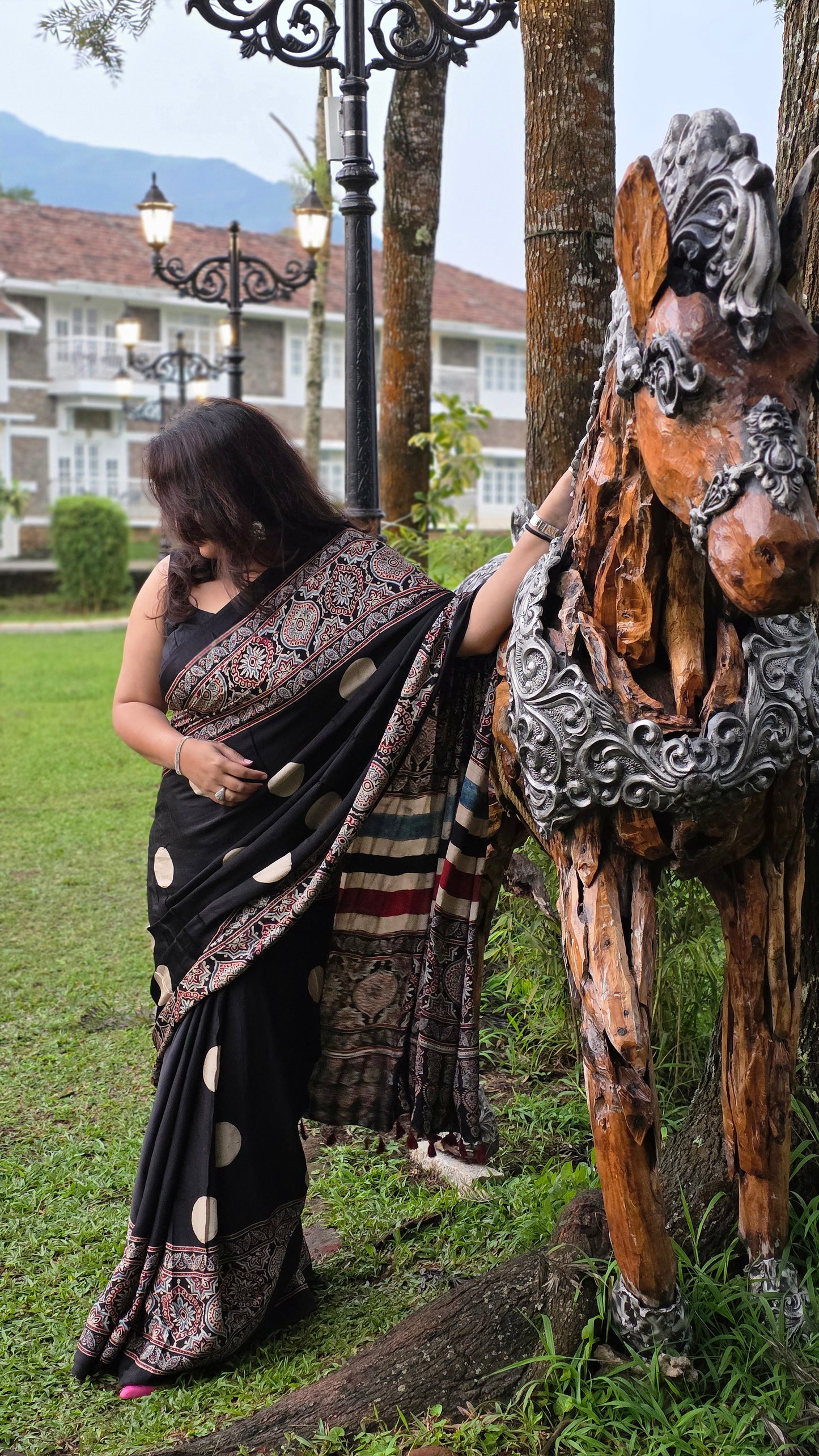 Modal SIlk Ajrakh Print Saree