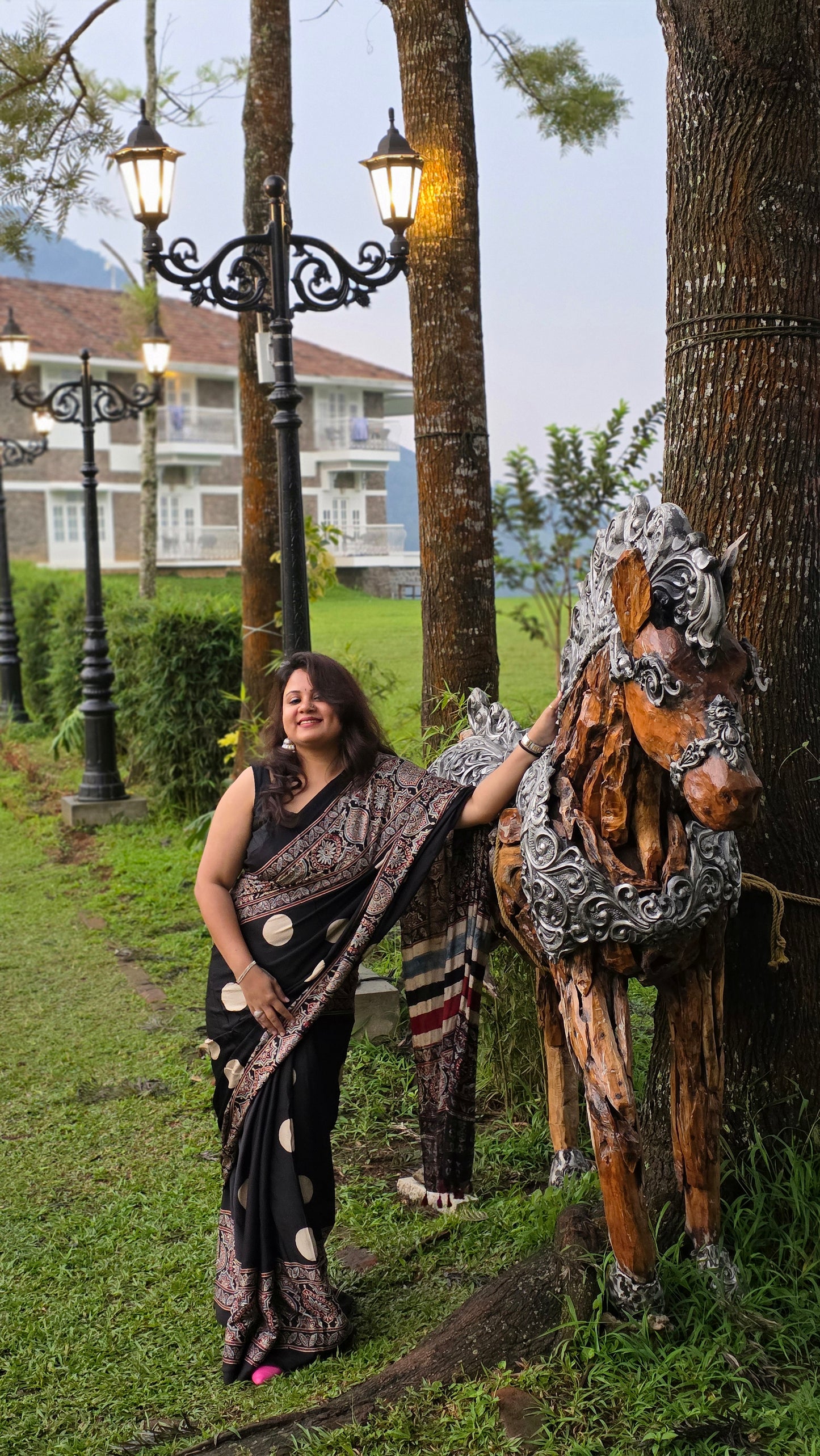 Modal SIlk Ajrakh Print Saree