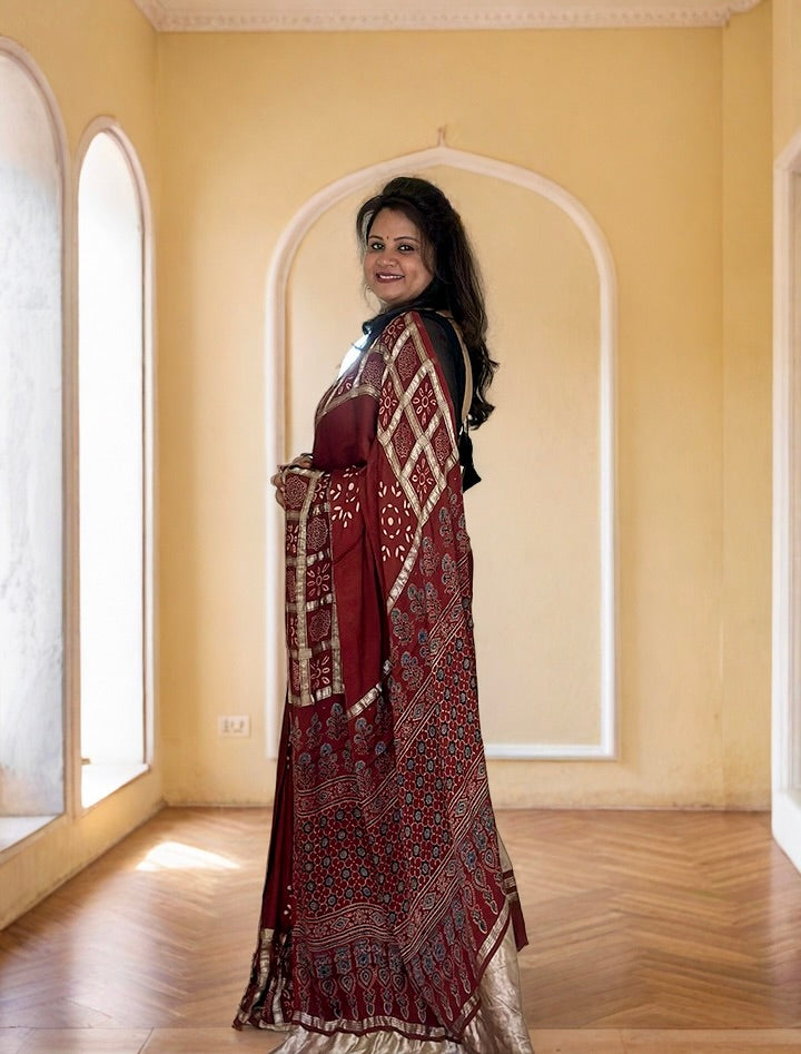 Modal Silk Saree with Gharchola Border