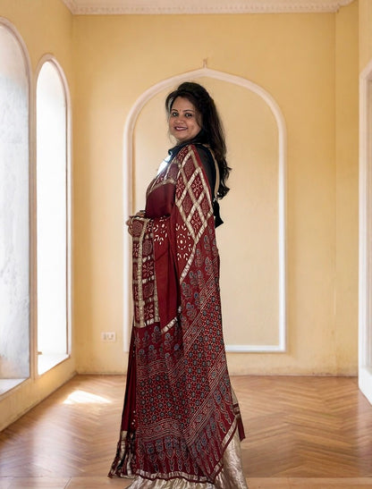 Modal Silk Saree with Gharchola Border