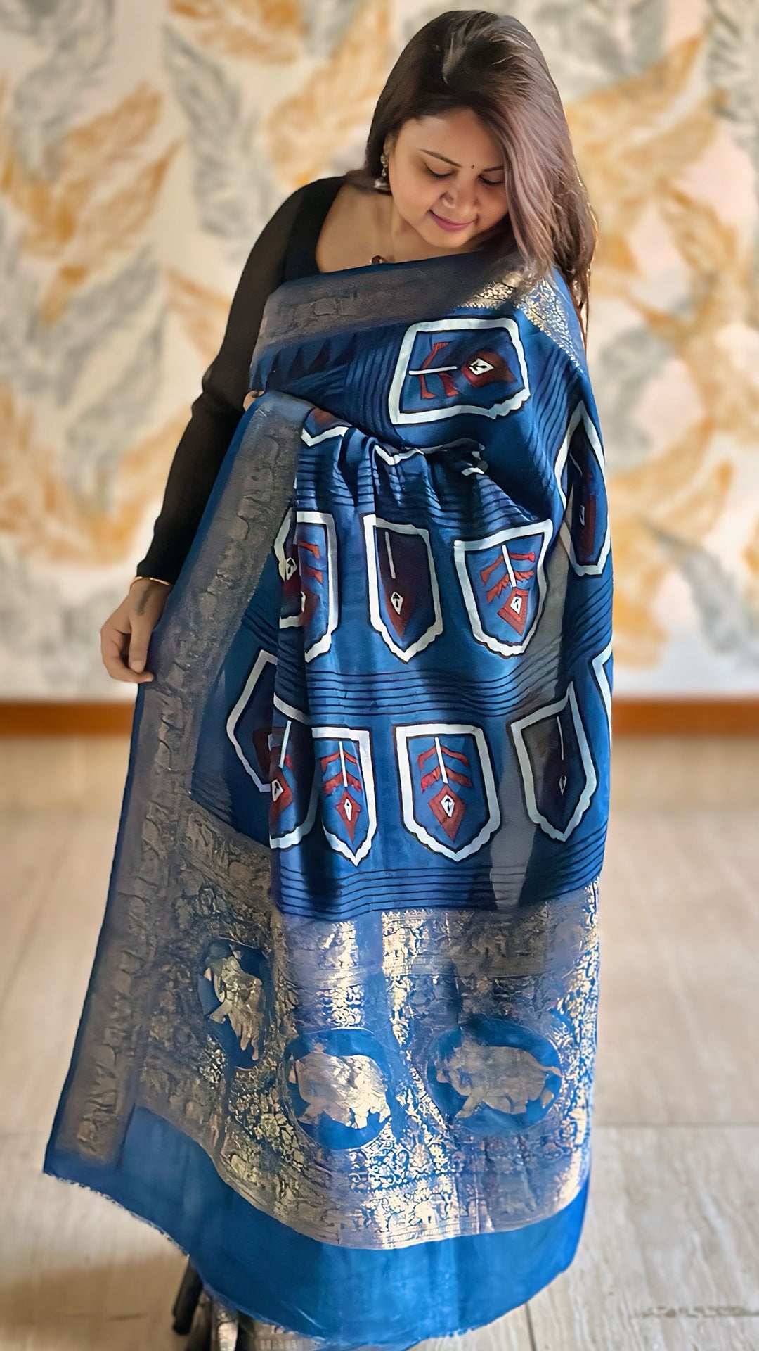 Dola Silk Ajrakh Print Saree