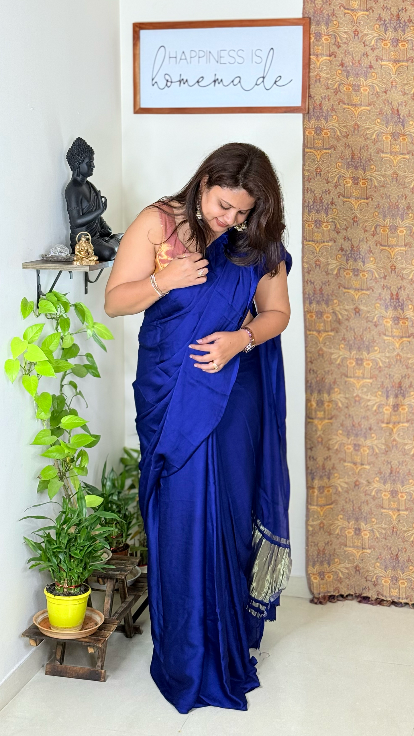 Modal Silk Plain Saree with Ladga Patti Pallu