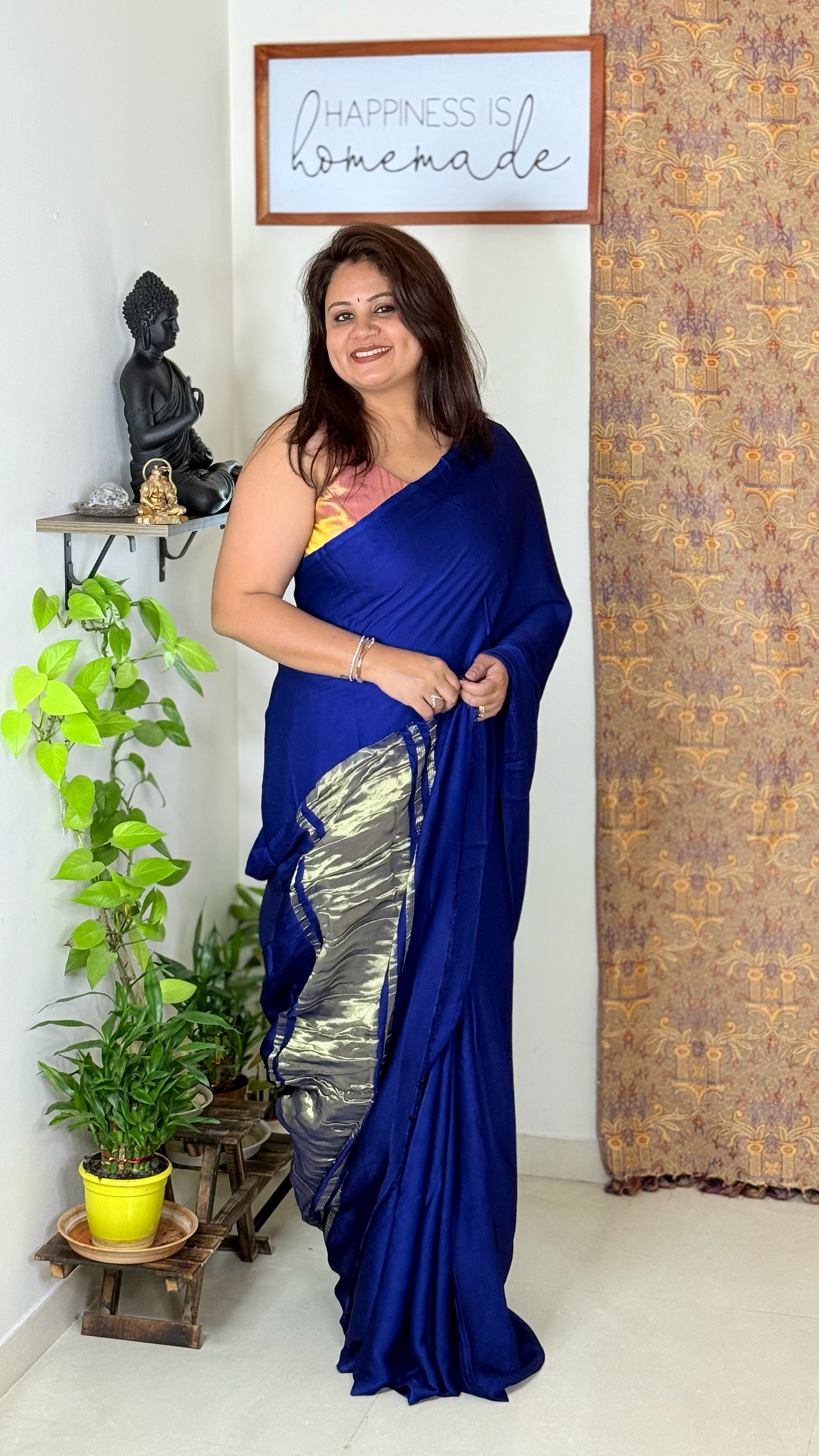 Modal Silk Plain Saree with Ladga Patti Pallu