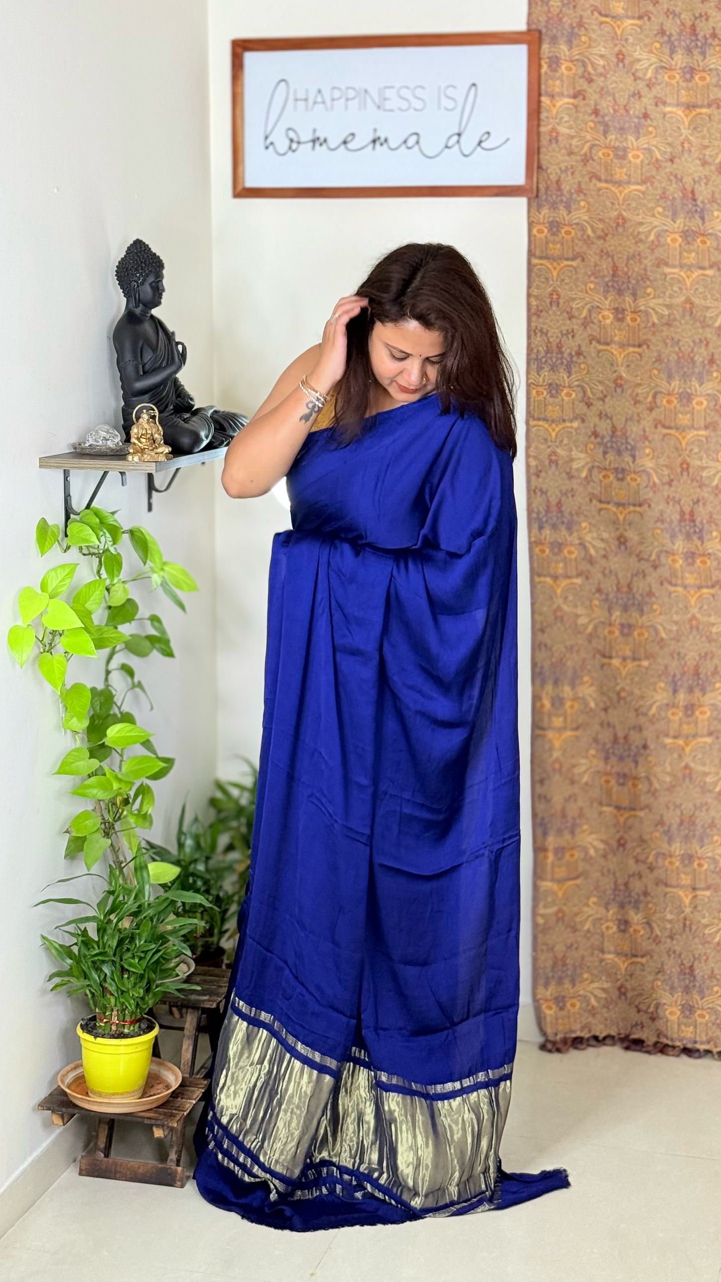 Modal Silk Plain Saree with Ladga Patti Pallu