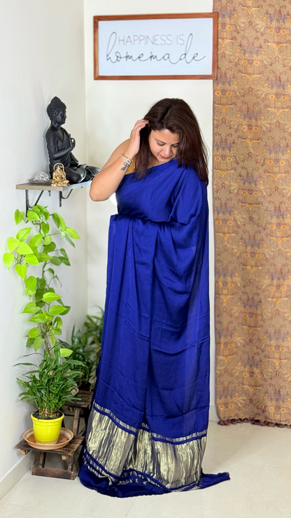 Modal Silk Plain Saree with Ladga Patti Pallu