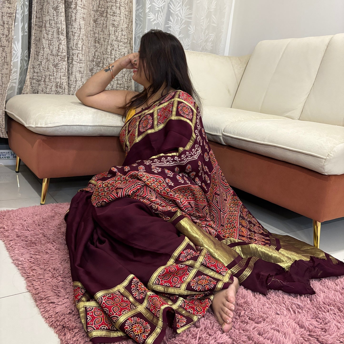 Modal Silk Gharchola Border Saree with Lagda Patti Pallu