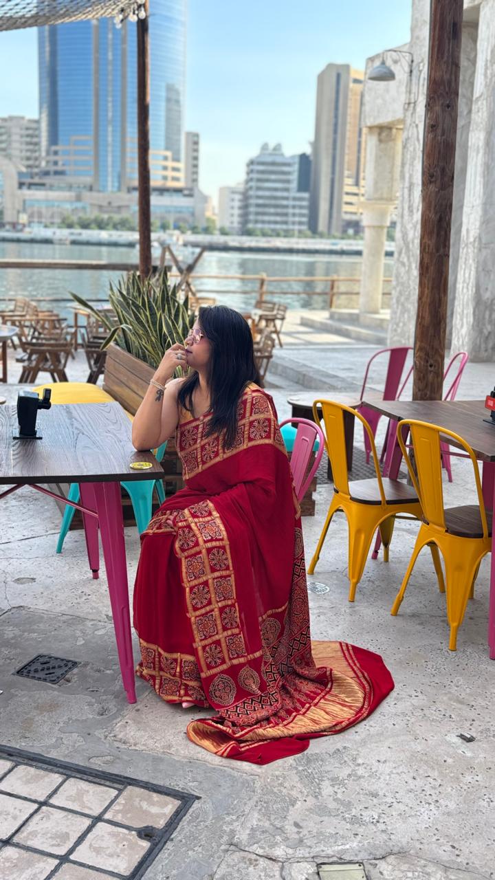 Modal Silk Gharchola Border Saree with Lagda Patti Pallu