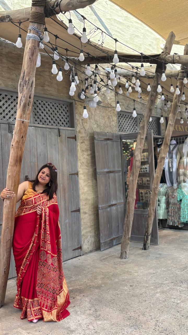 Modal Silk Gharchola Border Saree with Lagda Patti Pallu