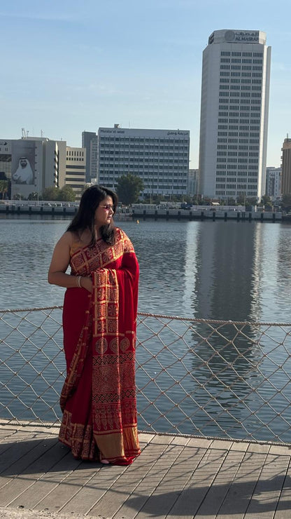 Modal Silk Gharchola Border Saree with Lagda Patti Pallu