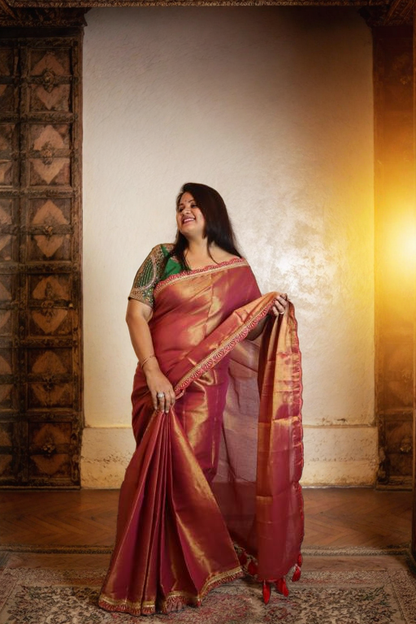 Tissue Saree with Lace Border