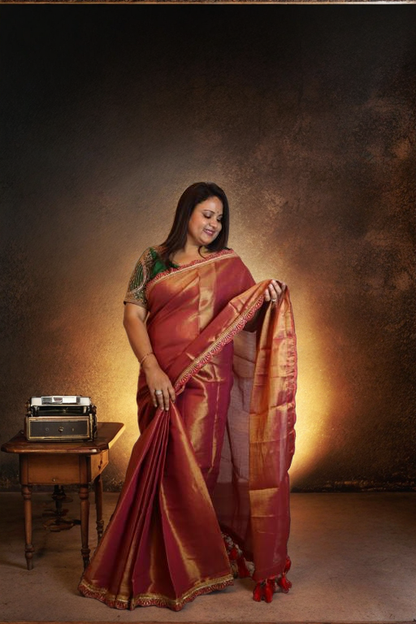 Tissue Saree with Lace Border
