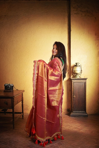 Tissue Saree with Lace Border