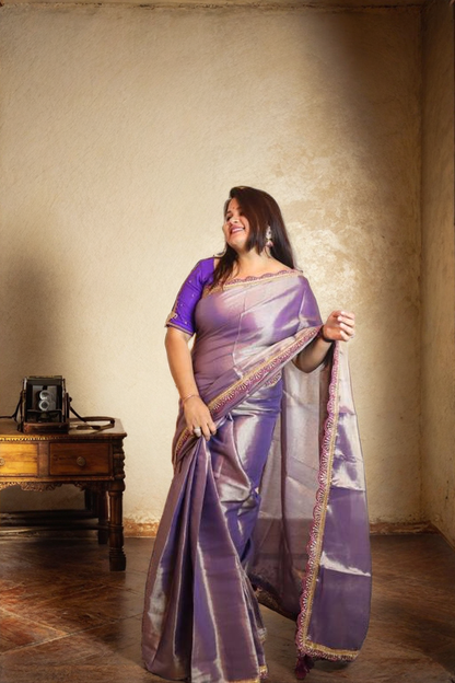 Tissue Saree with Lace Border