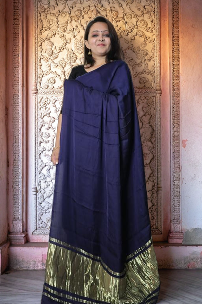 Modal Silk Plain saree with Lagada Patti Pallu