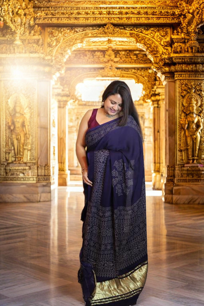 Modal Silk Saree with Ladga Patti Pallu