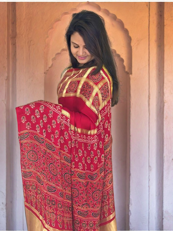 Modal Silk Gharchola Border Saree with Lagda Patti Pallu